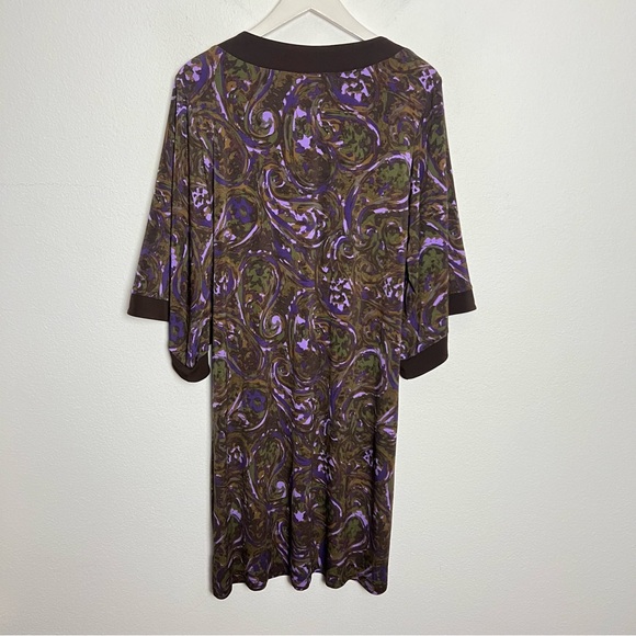 Michael Michael Kors Embellished Bell Sleeve Tunic Mini Dress Brown Paisley L - Picture 7 of 7